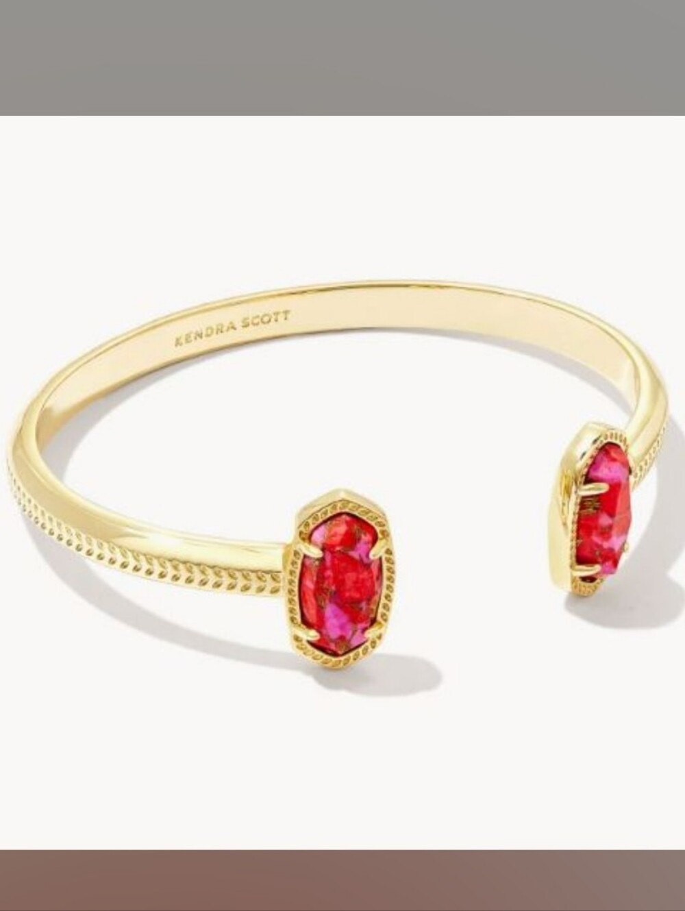 Kendra Scott Elton Station Cuff In Maroon Jade/Gold